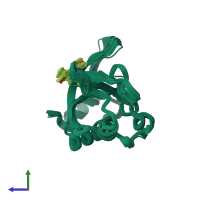 PDB entry 5vkg coloured by chain, ensemble of 20 models, side view.