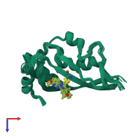 PDB entry 5vkg coloured by chain, ensemble of 20 models, top view.