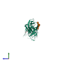 PDB entry 5vkj coloured by chain, side view.