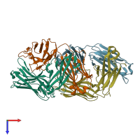 PDB entry 5vkk coloured by chain, top view.