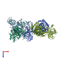 PDB entry 5vl1 coloured by chain, top view.