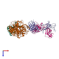 PDB entry 5vl7 coloured by chain, top view.