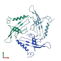 PDB entry 5vly coloured by chain, front view.