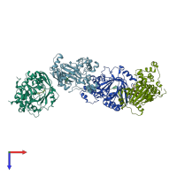 PDB entry 5vmp coloured by chain, top view.