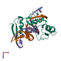 PDB entry 5vmu coloured by chain, top view.