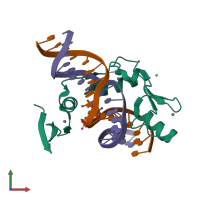 PDB entry 5vmx coloured by chain, front view.