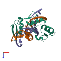 PDB entry 5vmx coloured by chain, top view.