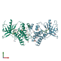 PDB entry 5vnd coloured by chain, front view.