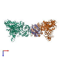PDB entry 5vne coloured by chain, top view.