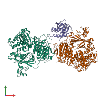 PDB entry 5vnk coloured by chain, front view.