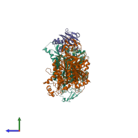 PDB entry 5vnl coloured by chain, side view.