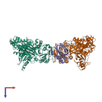 PDB entry 5vnn coloured by chain, top view.