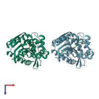 PDB entry 5vnp coloured by chain, top view.