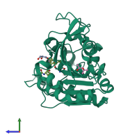 PDB entry 5vns coloured by chain, side view.