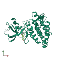 PDB entry 5vo2 coloured by chain, front view.