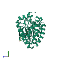 PDB entry 5vo2 coloured by chain, side view.