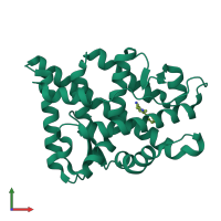 PDB entry 5vo4 coloured by chain, front view.