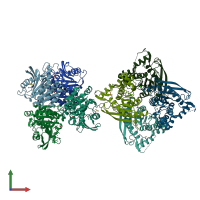 PDB entry 5vol coloured by chain, front view.