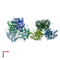 PDB entry 5vol coloured by chain, top view.