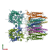 PDB entry 5vou coloured by chain, front view.