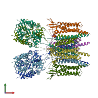 PDB entry 5vov coloured by chain, front view.