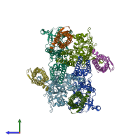 PDB entry 5vov coloured by chain, side view.