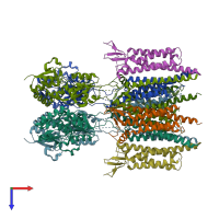 PDB entry 5vov coloured by chain, top view.