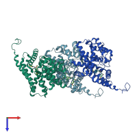 PDB entry 5vp0 coloured by chain, top view.