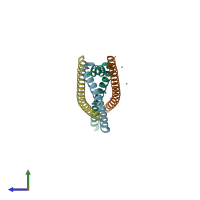 PDB entry 5vpc coloured by chain, side view.