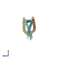 PDB entry 5vpd coloured by chain, side view.