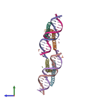 PDB entry 5vpf coloured by chain, side view.