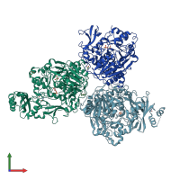 PDB entry 5vpv coloured by chain, front view.