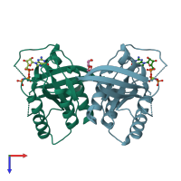 PDB entry 5vpy coloured by chain, top view.