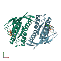 PDB entry 5vq0 coloured by chain, front view.