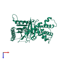 PDB entry 5vq9 coloured by chain, top view.