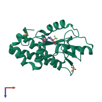 PDB entry 5vqn coloured by chain, top view.