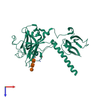 PDB entry 5vqp coloured by chain, top view.