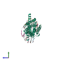 PDB entry 5vra coloured by chain, side view.