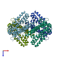 PDB entry 5vrc coloured by chain, top view.