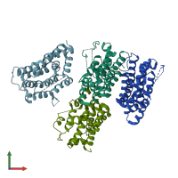 PDB entry 5vrd coloured by chain, front view.