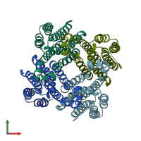 PDB entry 5vre coloured by chain, front view.