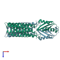 PDB entry 5vrf coloured by chain, top view.