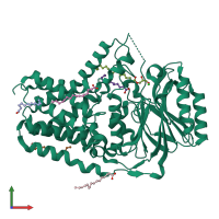 PDB entry 5vrg coloured by chain, front view.