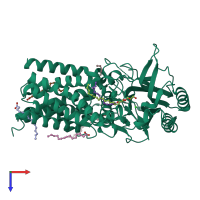 PDB entry 5vrg coloured by chain, top view.