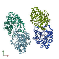 PDB entry 5vri coloured by chain, front view.