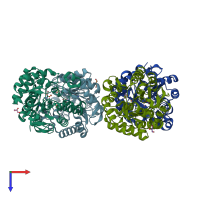 PDB entry 5vri coloured by chain, top view.