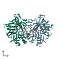 PDB entry 5vrp coloured by chain, front view.