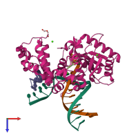 PDB entry 5vrw coloured by chain, top view.