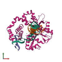 PDB entry 5vrz coloured by chain, front view.