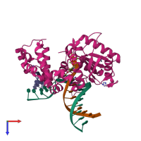 PDB entry 5vrz coloured by chain, top view.